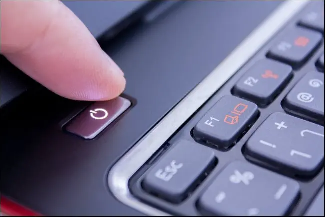 Pressing laptop power button