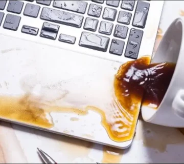 Spilled coffee on laptop keyboard 360x320